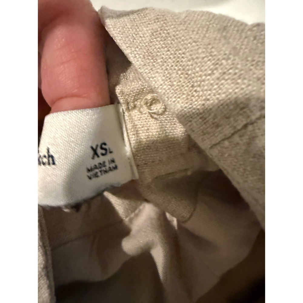 Abercrombie & Fitch Linen Blend Wide Leg Pants Beige High Rise XSL Long - Picture 4 of 16